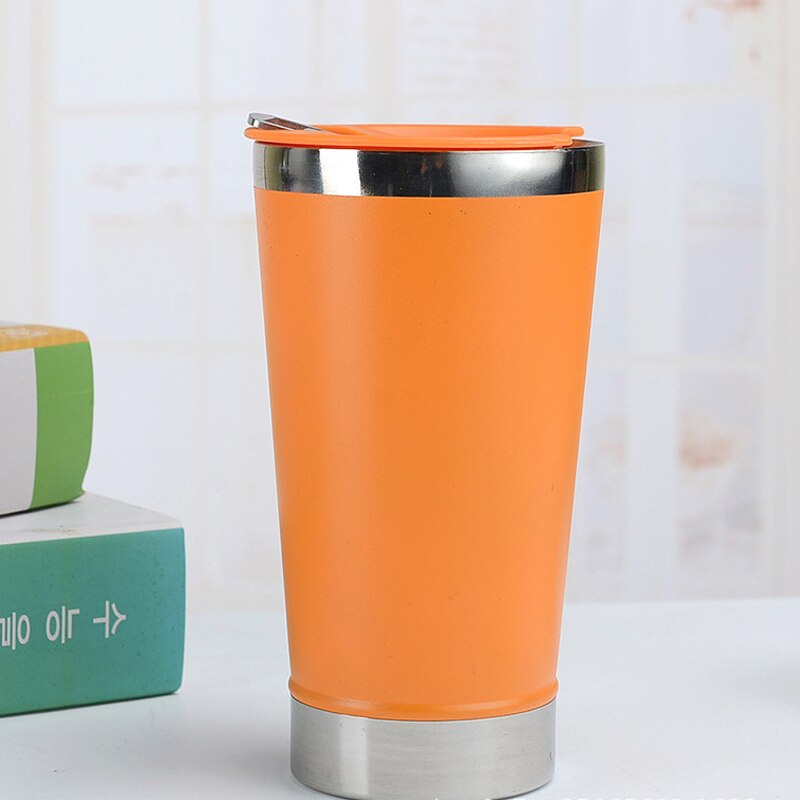 Creativity 304 Stainless Steel Beer Cup Thermos Cup With Bottle Opener 473ML Heat Preservation And Cold Preservation: Orange
