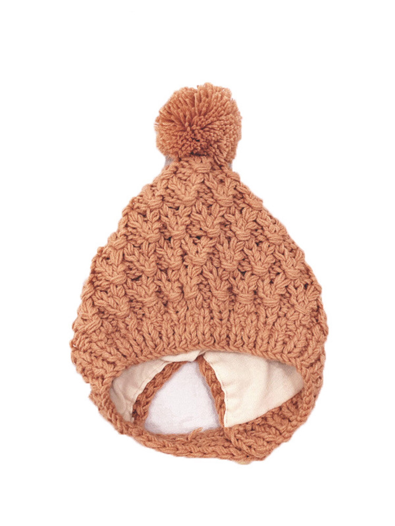Gorro de lana para bebé, gorro grueso de lana a prueba de viento, Color sólido, Rosa polvoriento, rojo vino, caramelo, Beige y caqui, 3-24 meses: Caramel