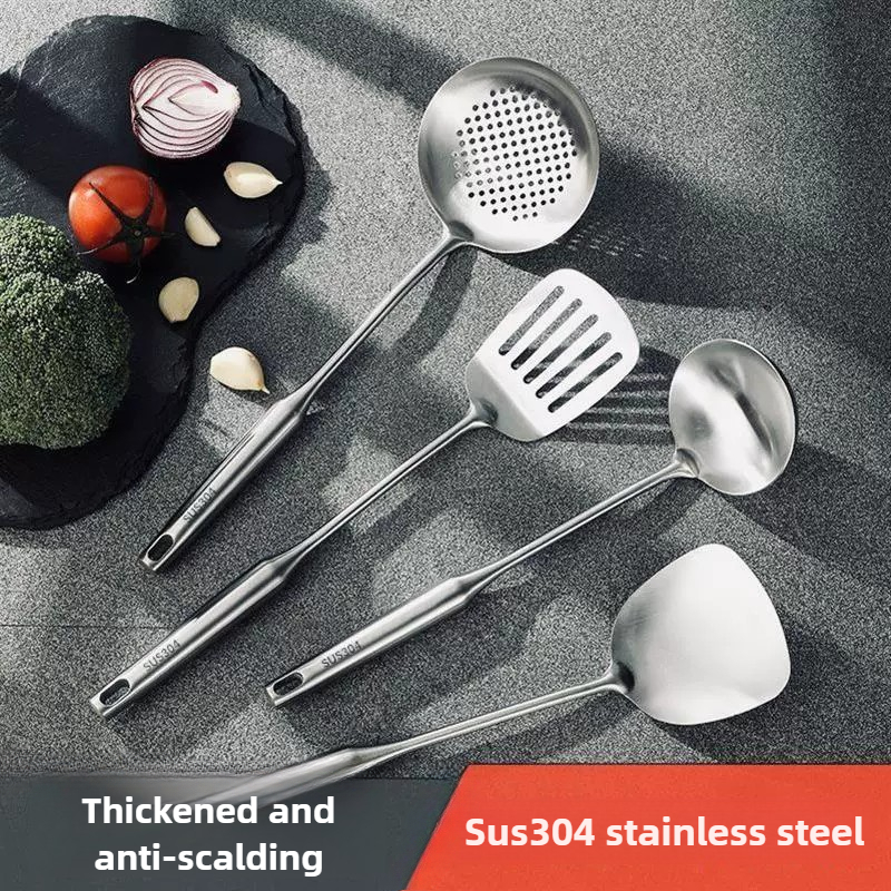 Espátula Wok de acero inoxidable 304, utensilios de cocina de Metal, cuchara giratoria ranurada, cucharón, herramientas de cocina, juego de utensilios, accesorios de cocina