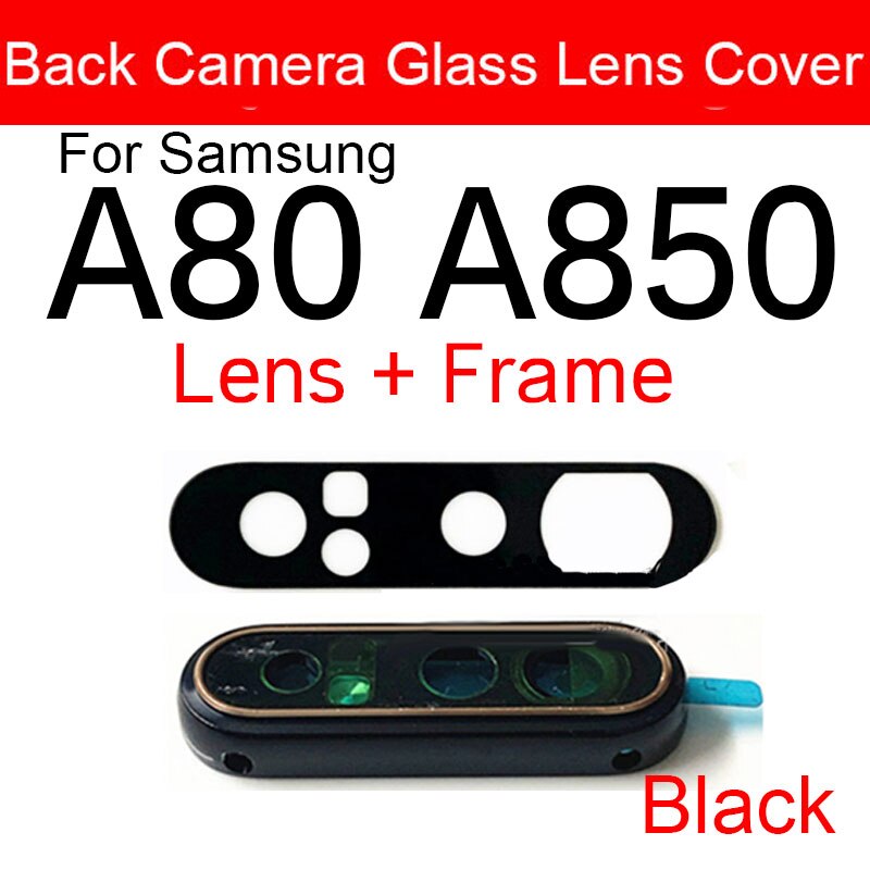 Hinten Kamera Glas Objektiv Abdeckung Rahmen Für Samsung Galaxis A80 A850 A805F Zurück Kamera Glas Objektiv Ring Rahmen Ersatz Teile: schwarz rahmen und linse
