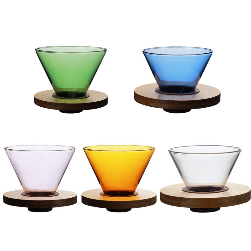 Imellow Glass Coffee Filter v60 Glass Hand Drip Filter Heat-Resistant Coffee Brewing Filter Cup Espresso Coffee Kitchen Tools