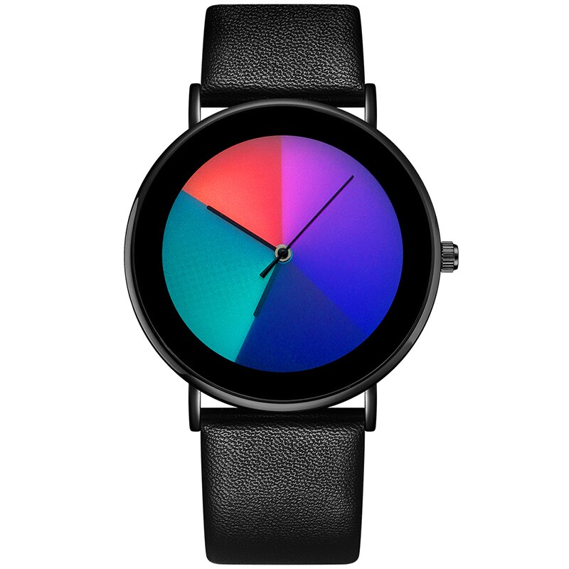 Changing Color Casual Quartz Women Watches Girl Wristwatch Stainless Steel Female Watch Clock Reloj Mujer: Leather-AllBlack