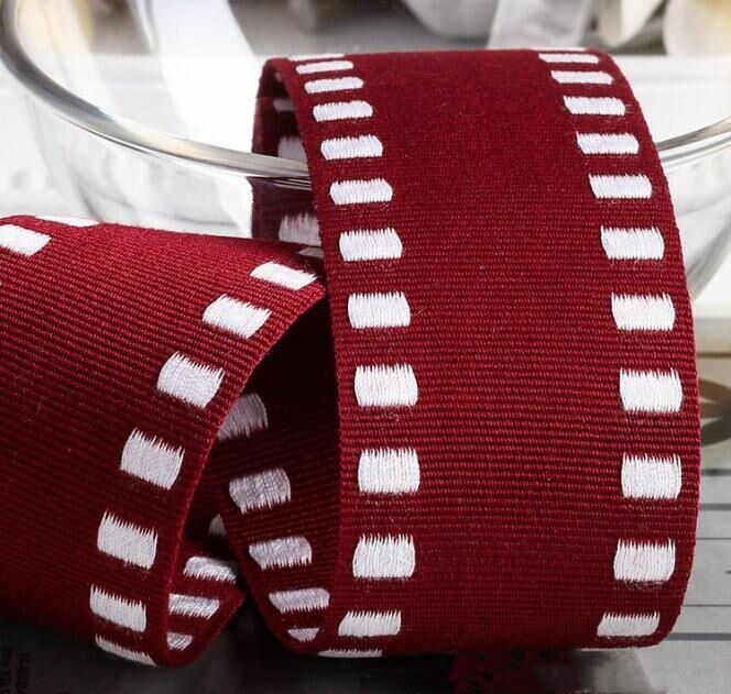 Kewgarden diy haarstrik accessoires met vierkante rand grosgrain lint 1 " 1.5 " 1cm 16mm handgemaakte tape verpakkingsband 10 yards: Wijnrood / 38mm