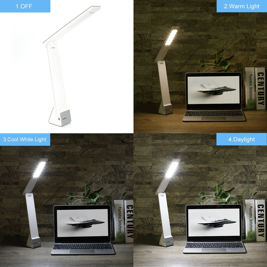 ICOCO Faltbare Tragbare 2700-6500K PC Abdeckung Modische Eye-schutz Touch Schalter LED Lade Folding Tisch lampe