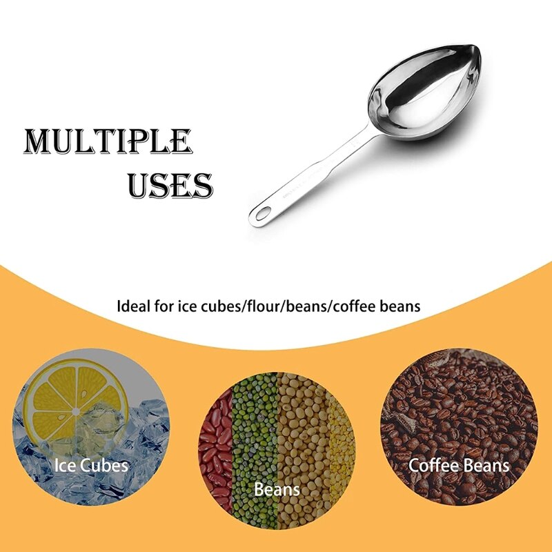 Stainless Steel Oval 1 Cup Measuring Scoop Ice Cream Tea Food Measuring Scoop Multifunctional Measuring Scoop