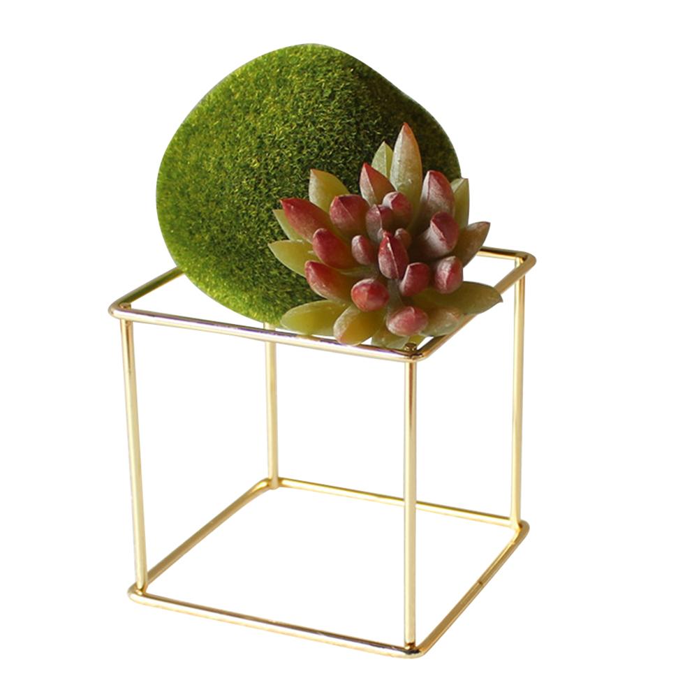 Rustic Style Iron Freestanding Hanging Metal Geometrical Shaped Small Square Air Plant Receptacle Flower Stand Rack Holder