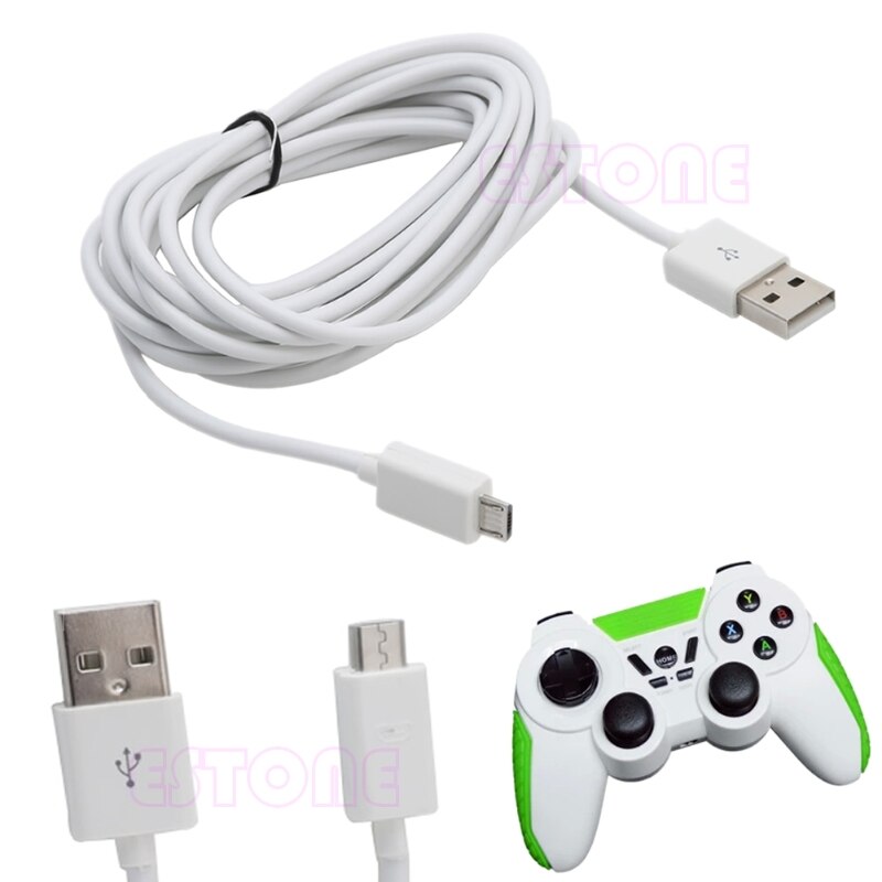 3M White USB 10ft Charging Cable Micro Power Cord For PS4 Xbox One Controller