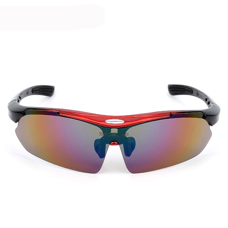 Außen Clip Polarisierte Sonnenbrille UV400 Angeln Brillen Für Lauf Radfahren Goggles 5 Objektiv Sport Brille para hombre: Rot