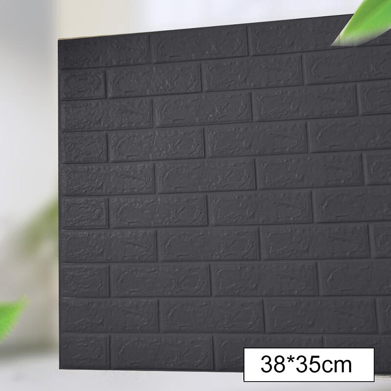 Självhäftande 3d väggdekal imitation tegel marmor präglad diy heminredning tapet barnrum kök sovrum: Svart