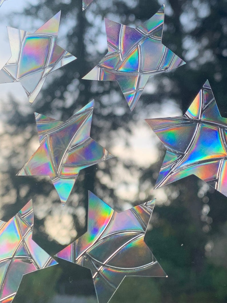 Mini Star Window Prisms Set of 15 Rainbow Sticker Prism Window Window Decor Suncatcher Decal Bird Window Alert