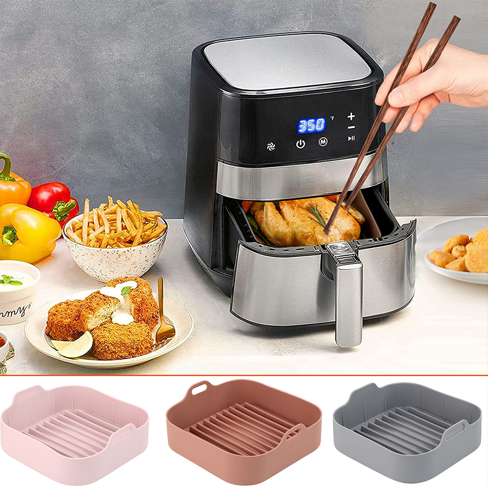 Air Fryer Silicone Pot Multifunctional Air Fryers Oven Accessories Bread Fried Chicken Pizza Basket Baking Tray Baking Dishes