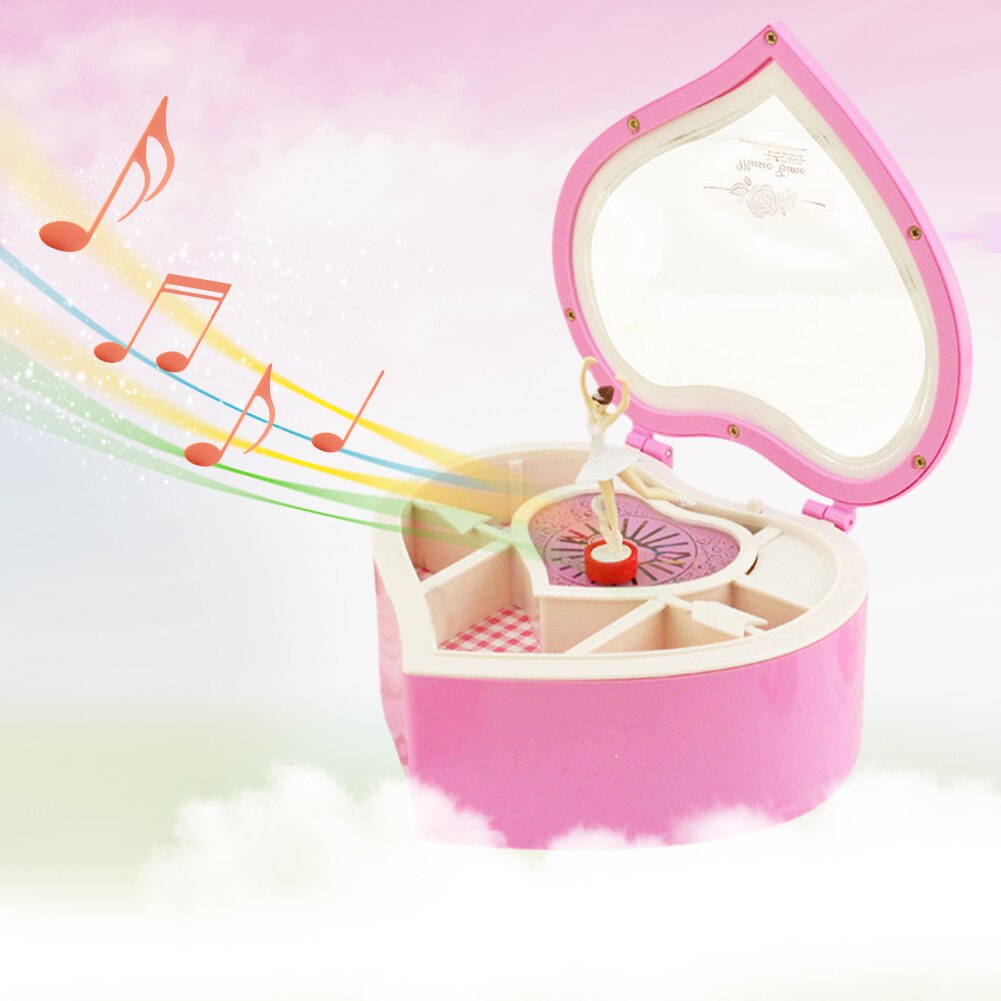Caja de música con manivela en forma de corazón romántico, cajas musicales de plástico de bailarina de Metal, adornos para decoración del hogar, de cumpleaños