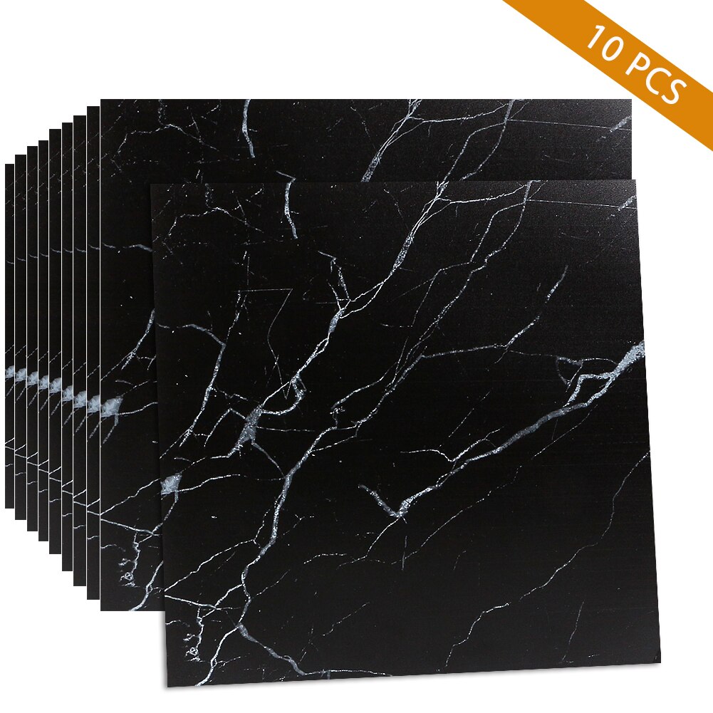 Itseliimautuvat lattialaatat tarra marmori tapetti vedenpitävä liukumaton keittiö backsplash kuori ja tikku lattialaatat 30 x 30cm: 10 kpl musta