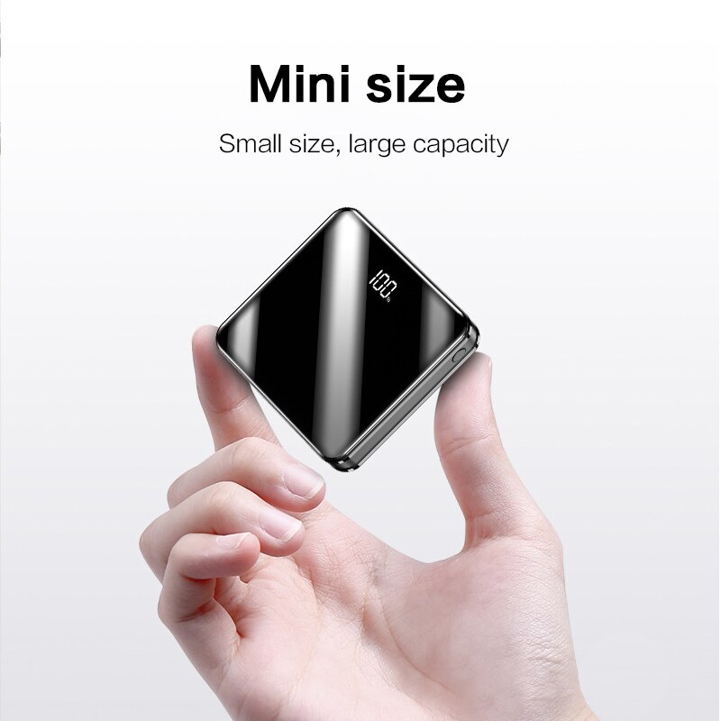 Mini Power Bank 20000mAh For Xiaomi Phone 20000 mah Portable Charger LED Mirror Back Power Bank External Battery Pack Powerbank