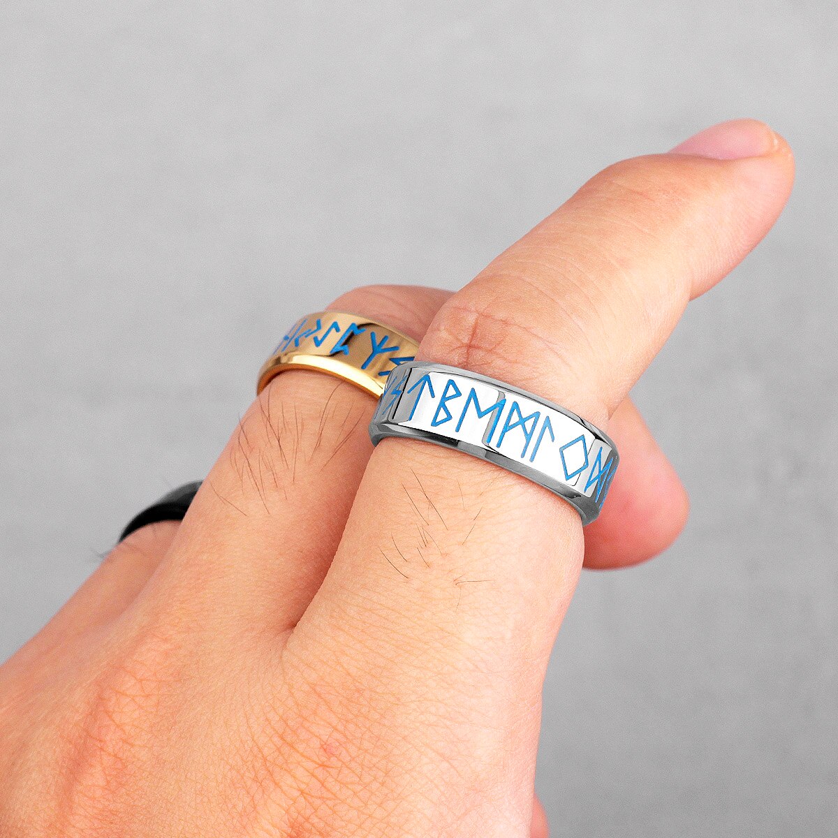 Nordic Viking Rune Lichtgevende Rvs Heren Ringen Eenvoudige Retro Voor Mannelijke Vriendje Biker Sieraden Creativiteit