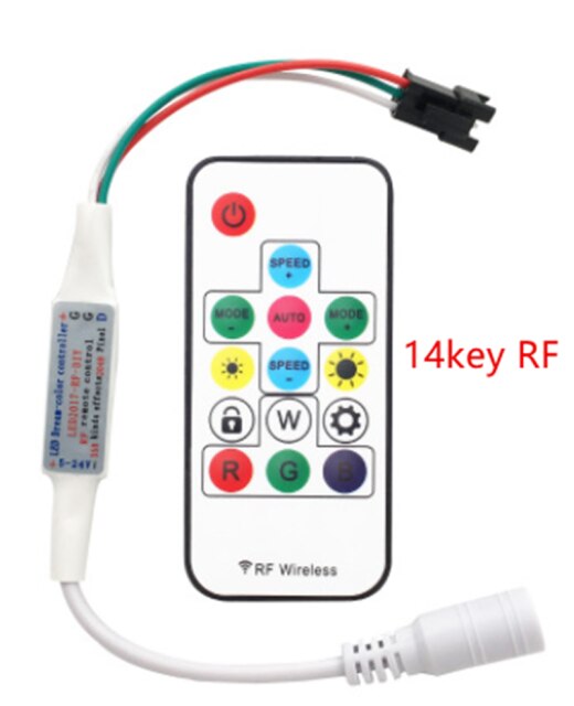 Mini 3key RF 14key 17key 21key Led Pixel Strip DC5-24V Light Controller For WS2811 WS2812B SK6812 6803 With Remote Controller: 14key RF controller