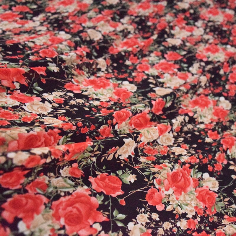 Half Meter Spring Summer Rose Flower Chiffon Fabric For Dress Gallus Lady's Garment Sewing Tissue T1571