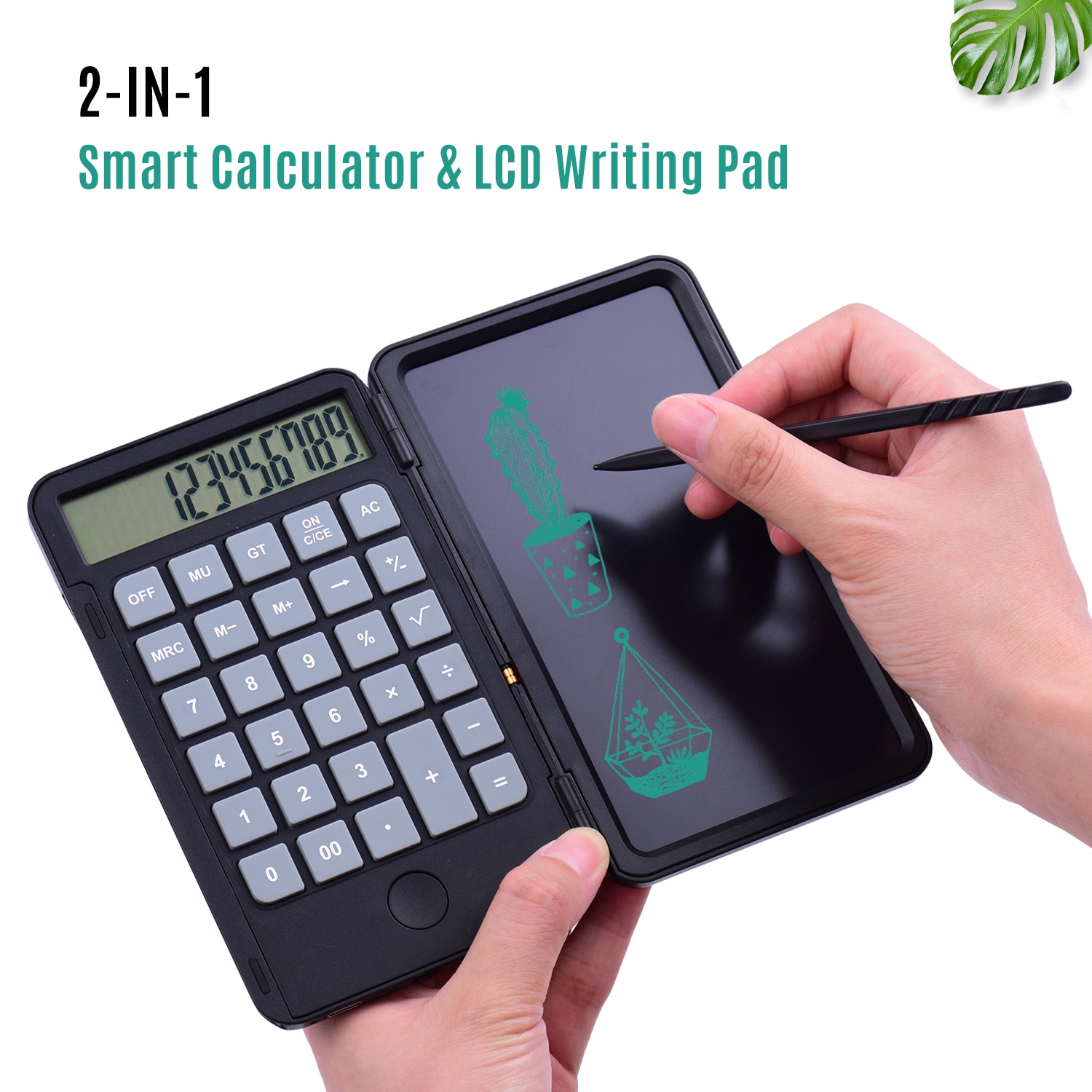 Aibecy Portable Calculator & LCD Writing Tablet Digital Drawing Pad 12 Digits Display with Stylus Pen Erase Button Lock Function