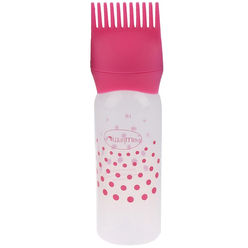 Plastic Verven Shampoo Fles Olie Kam 170Ml Haar Tools Haarverf Applicator Borstel Flessen Styling Tool Haarkleuring: Rose red