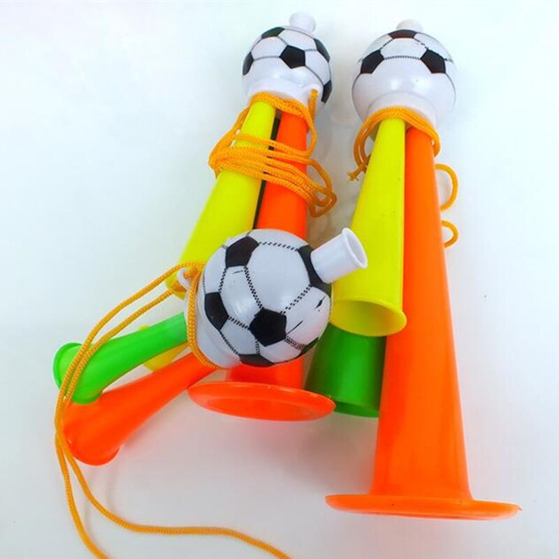 Bocina colorida con forma de pelota de fútbol tres tubos con cuernos de voz agudos para de cumpleaños haz suministros de sonido