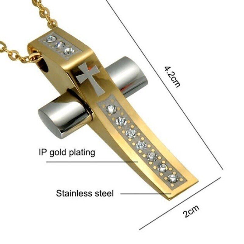 Pendentifs naturels en or pour hommes, deux tons, bijoux en croix
