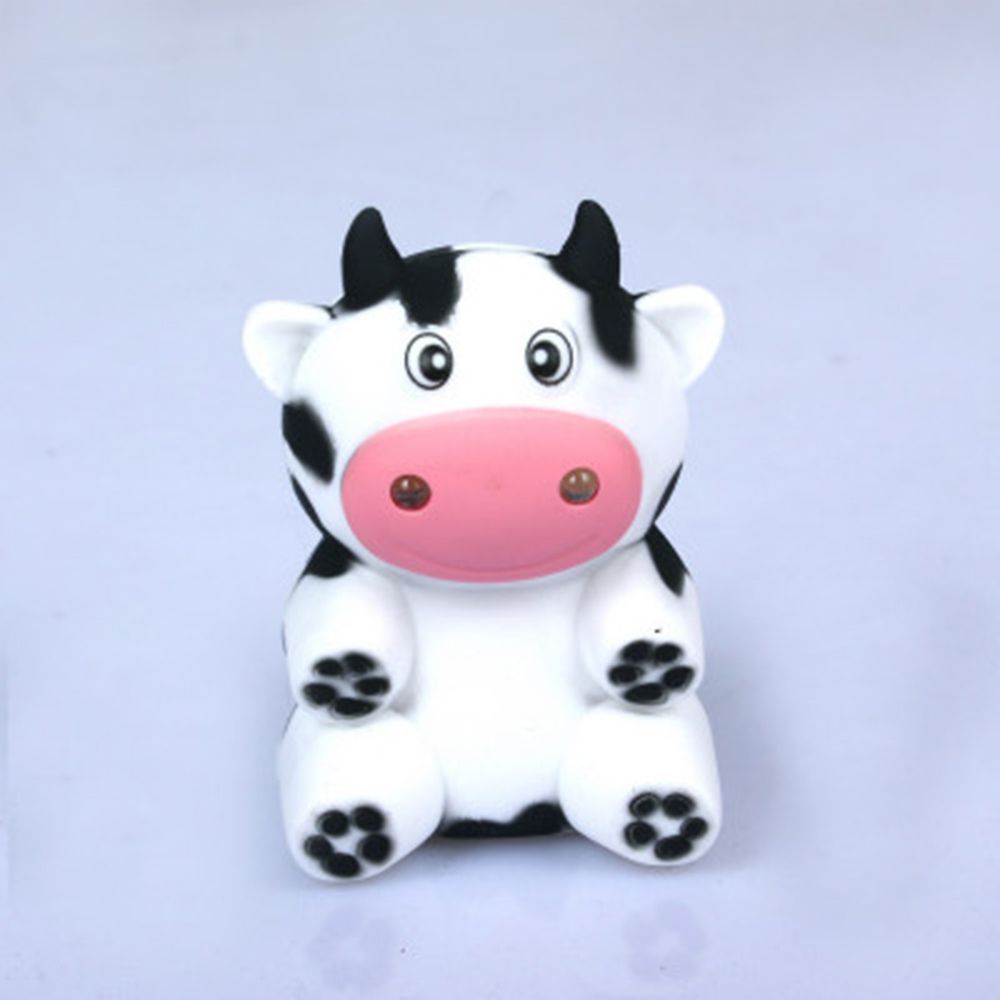 Little Cartoon Cow Animal LED Key Ring with Sound Portable Mini Torch Flashlight Key Chain Car Interior Accessories