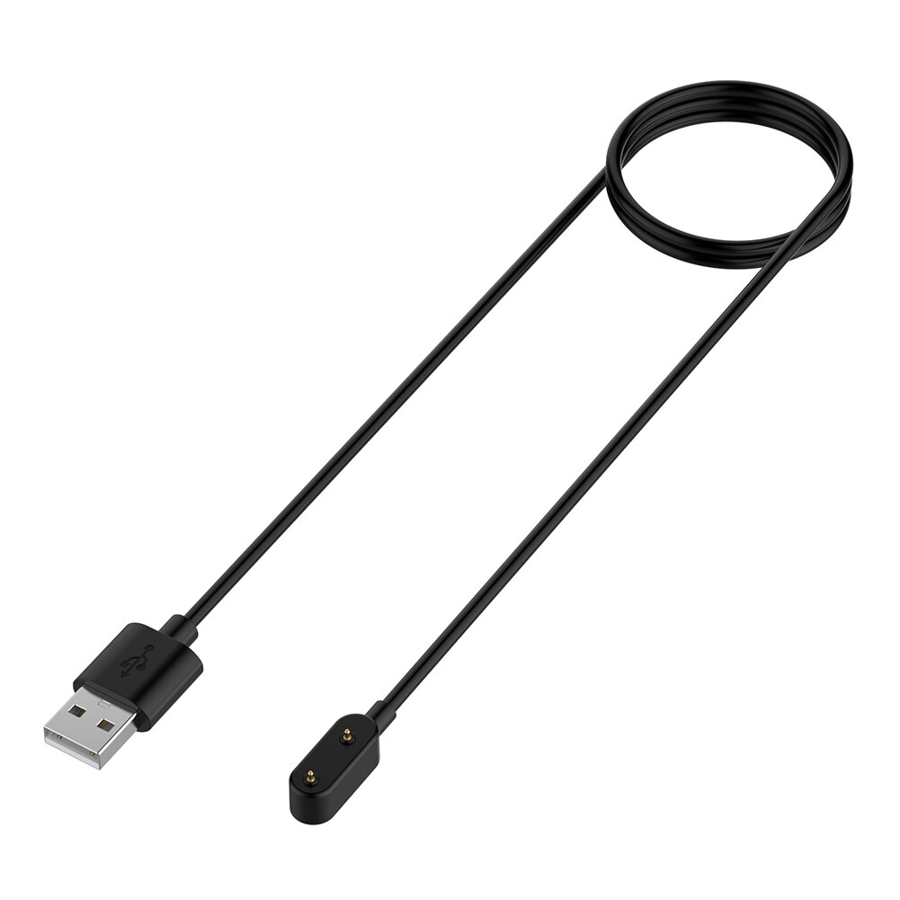 1m usb-ladekabel bærbar for huawei band 6/ watch fit honor band 6/ watch es lader base brakett smart tilbehør: Svart