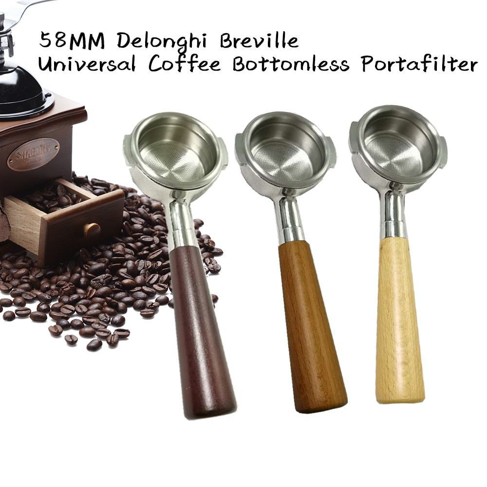 58mm delonghi breville universell kaffe bunnløs portafilter naken bunnløs filterholder trehåndtak til espresso  e61 sett