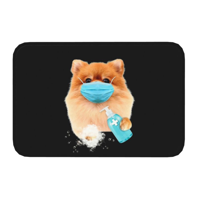 Pomeranian Welpe Bodentür Küche Badezimmer matt Anti-Rutsch draussen Spitz Pom Hund Fußmatt Garten Eingang Teppich Teppich Fußpolster: Licht Grün