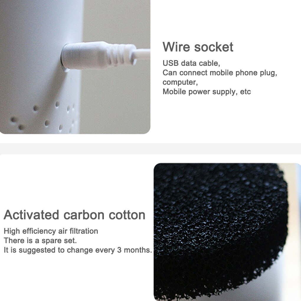 265NM UV Sterilizing Light DC5V 5W Air Purifier Cleaner UV lamp with Activated Carbon USB C-harging Portable for Home Livng Room