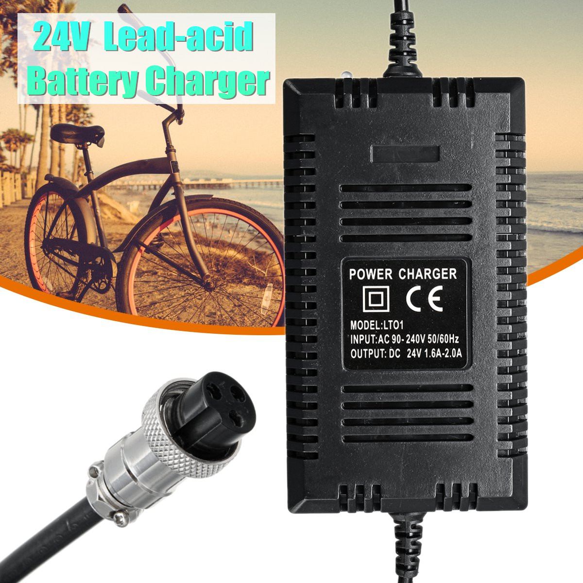 24 V 2A Lood-zuur Batterij Oplader Elektrische Scooter Ebike Charger 3-prong Inline Geschikt Voor Fiets- gemodificeerde Elektrische Voertuigen