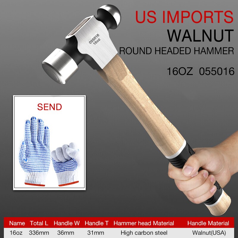 TAITU Claw Hammer Woodworking Joinery Home Carpentry Hand Hammer Nail Hammer Non-slip Multi-function Handle Hammer: 16 Ball hammer