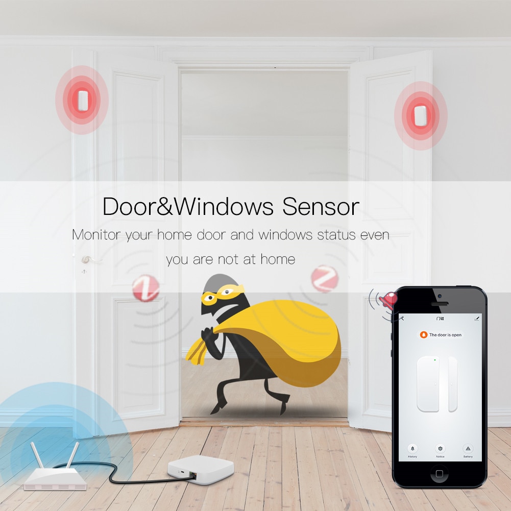 Smart Gateway Hub Home Automation Scene Tuya Zigbee Security Alarm Kit PIR Door&Window Temperature&Humidity Sensor Smart Life