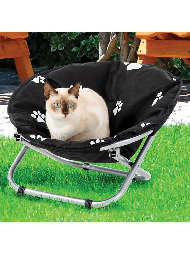 Folding Pet Bed Portable Round Elevated Cat Bed Flying Saucer Chair Dog Cat Recliner Bed Bed Comfortable Folding Sofa