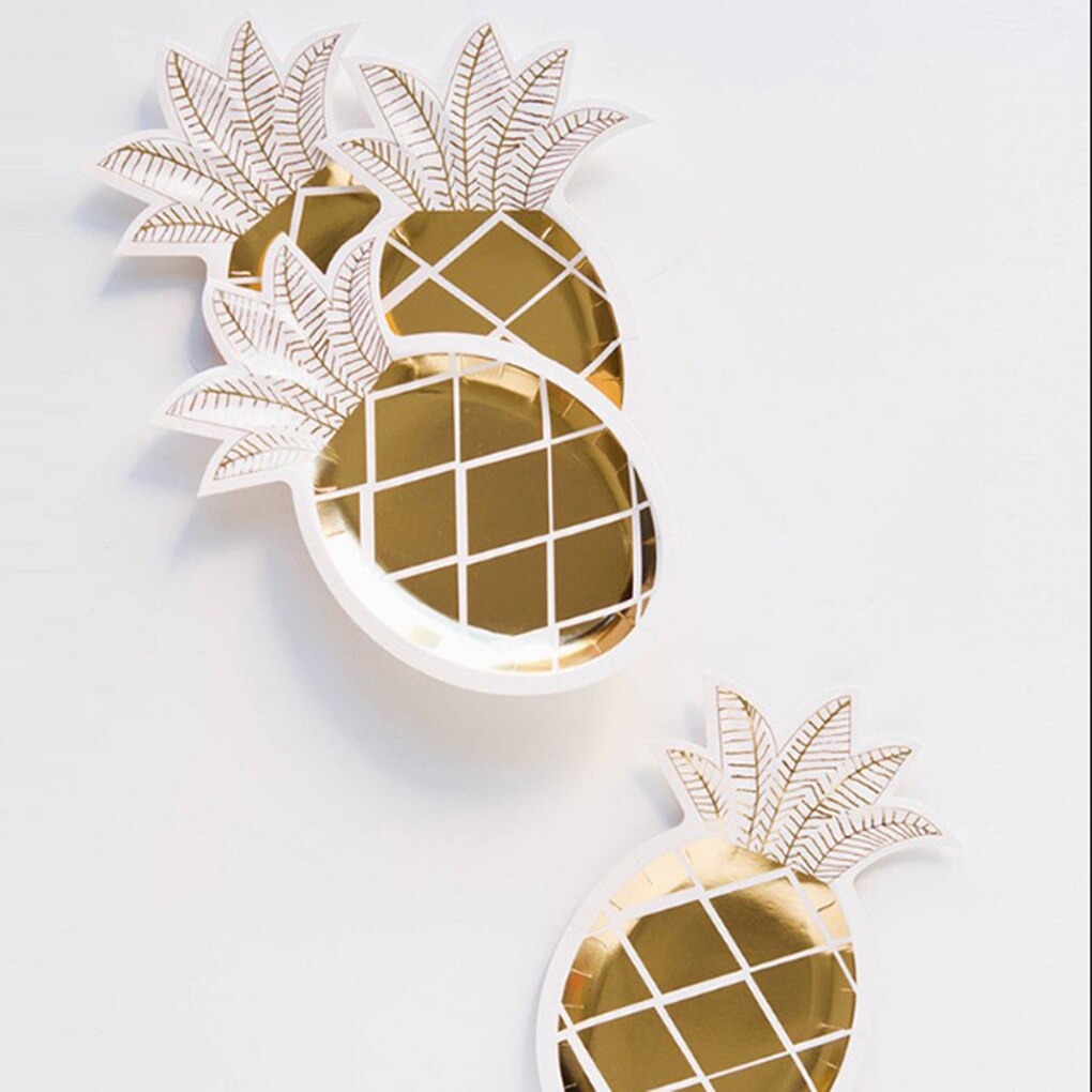 8 st/påse ananas papperstallrikar engångsbröllop födelsedag frukt servis skiva baby shower tårtform