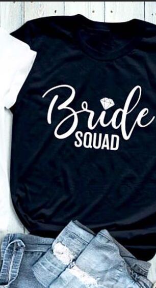 Cotton Tee Aesthetic Graphic Shirts Bride Diamond Letter Printed T-Shirt Bride Diamond Squad Coupled Tops Feminist: black / XXXL