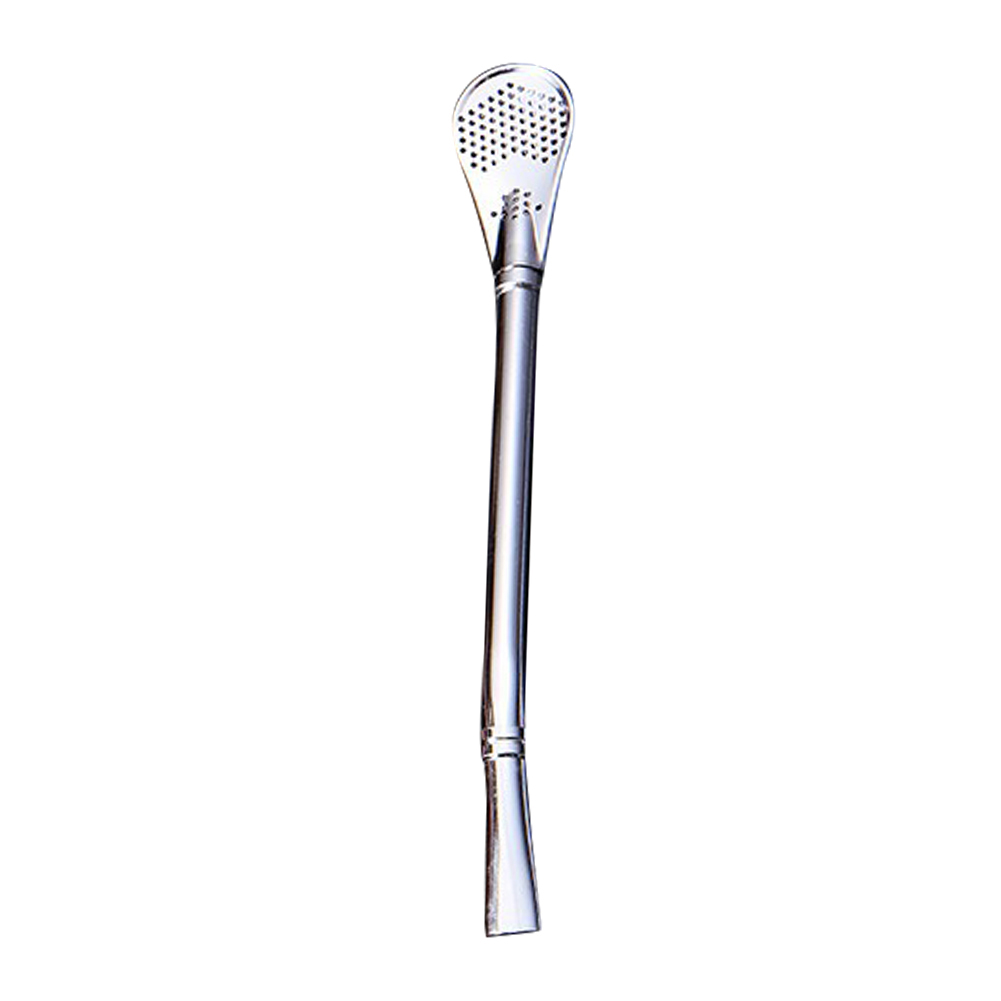 Rvs Rietje Lepel Yerba Mate Thee Filter Bombilla Kalebas Herbruikbare Thee Gereedschap Wasbare Bar Accessoires: silver