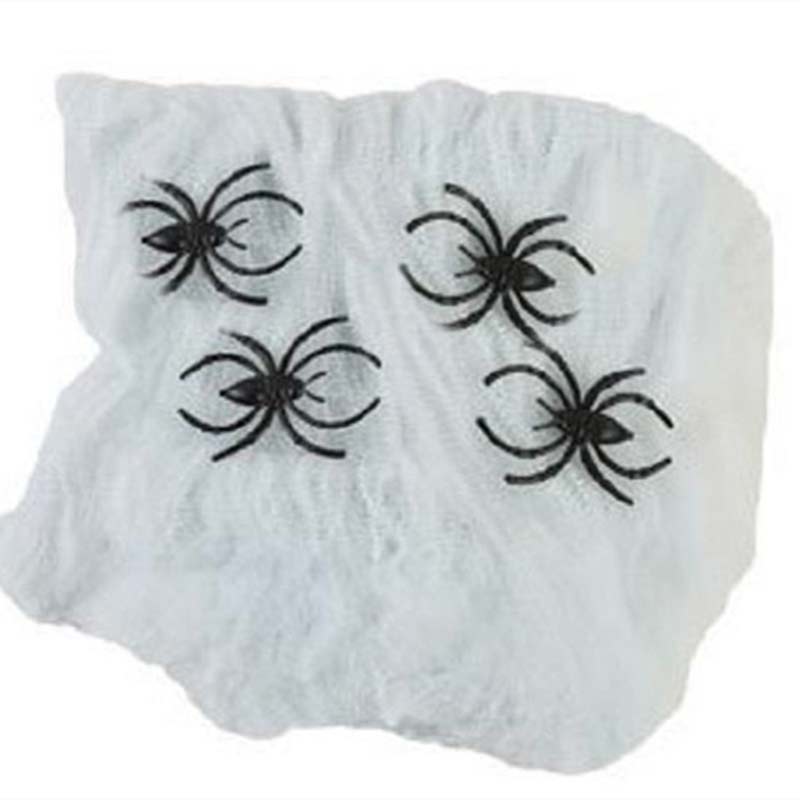 Halloween scene decoration props 1 spider web 4 spiders horror party haunted house scene props white/black supplies