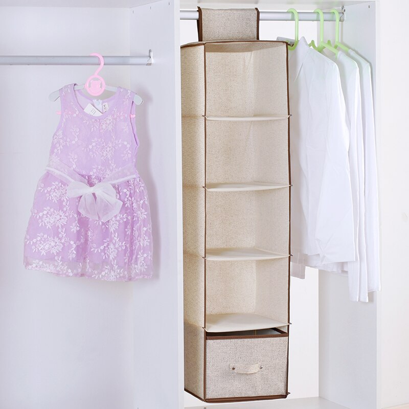 Hanging Closet Organizer Storage 6-Shelf, Easy Mount Foldable Hanging Closet Wardrobe Storage Shelves,Shoes Accessories Storage: 5 shelves27X27X100 B