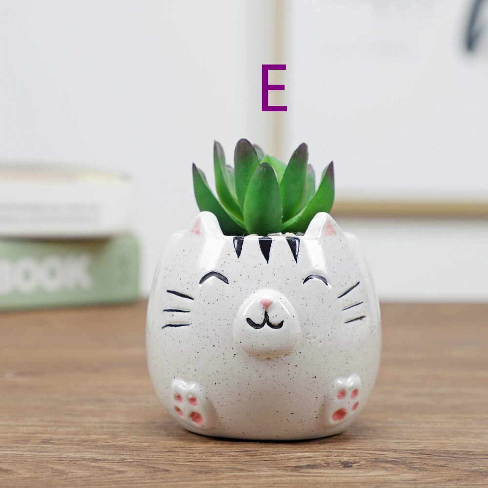 Dessin animé Animal Pot de fleur Pot d'intérieur Succulent plante Pot décoration de la maison artisanat décoration: E