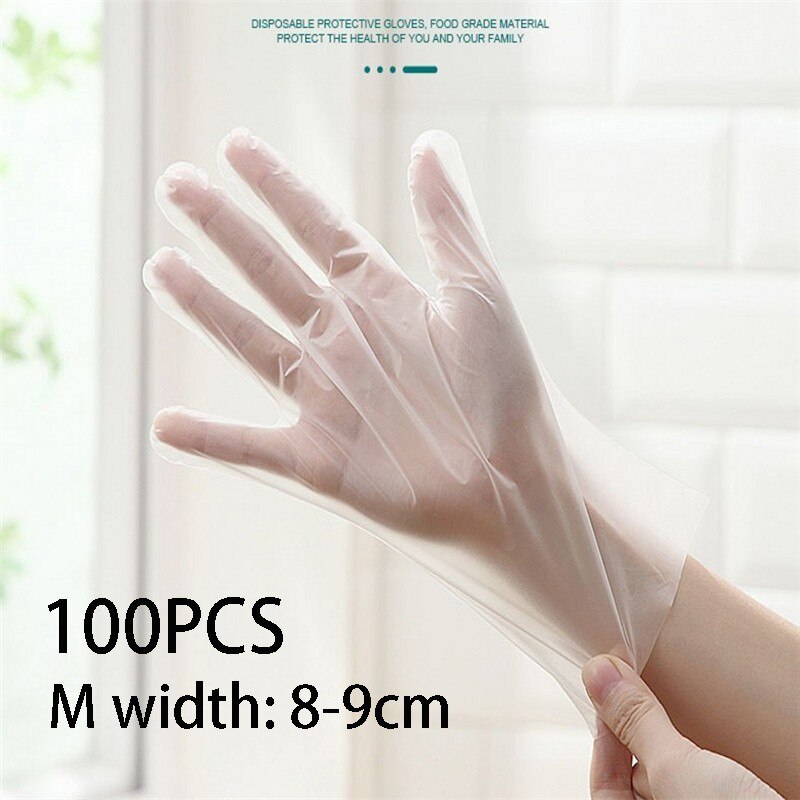 Guantes de vinilo transparente de TPE, 100 piezas, sin látex, para trabajo de laboratorio, limpieza de pintura de alimentos, cuidado de mascotas
