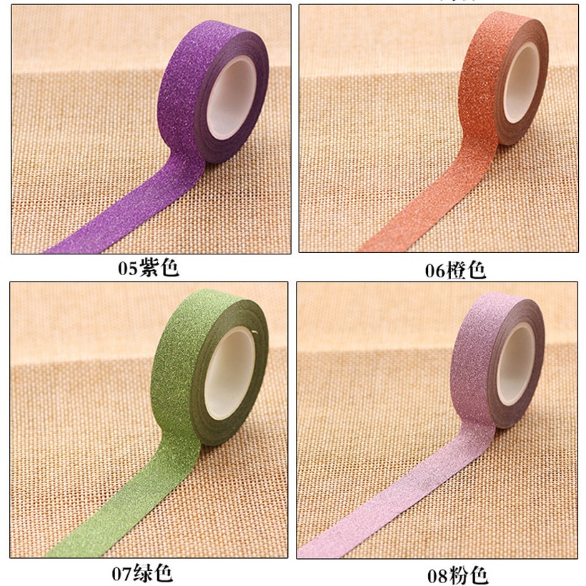 Självhäftande silverguld glitter washi tejp scrapbooking julfest kawaii söta dekorativa papper hantverk