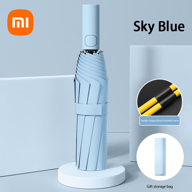 Xiaomi Automatischer Regenschirm, 24-Knochen, einfarbig, leicht, zusammenklappbar, großformatig, für den Außenbereich, wasserdichter Sonnenschirm, UV-Schutz: green