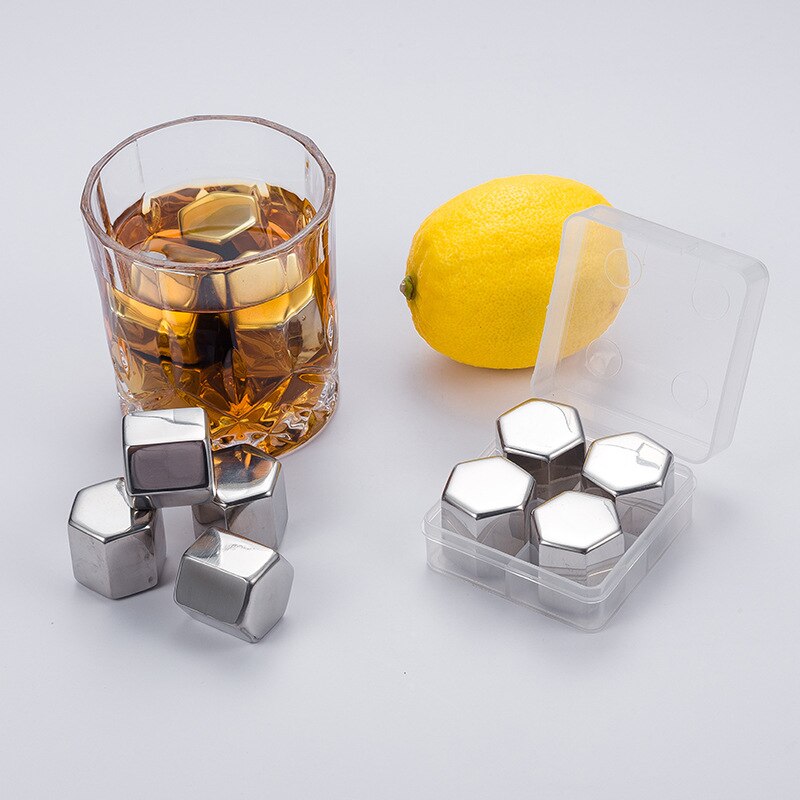 Golden Stainless Steel Whisky Hexagon Shape Bar Vodka Whisky Wine Beer Cooler Rocks Coolers Ice Cubes
