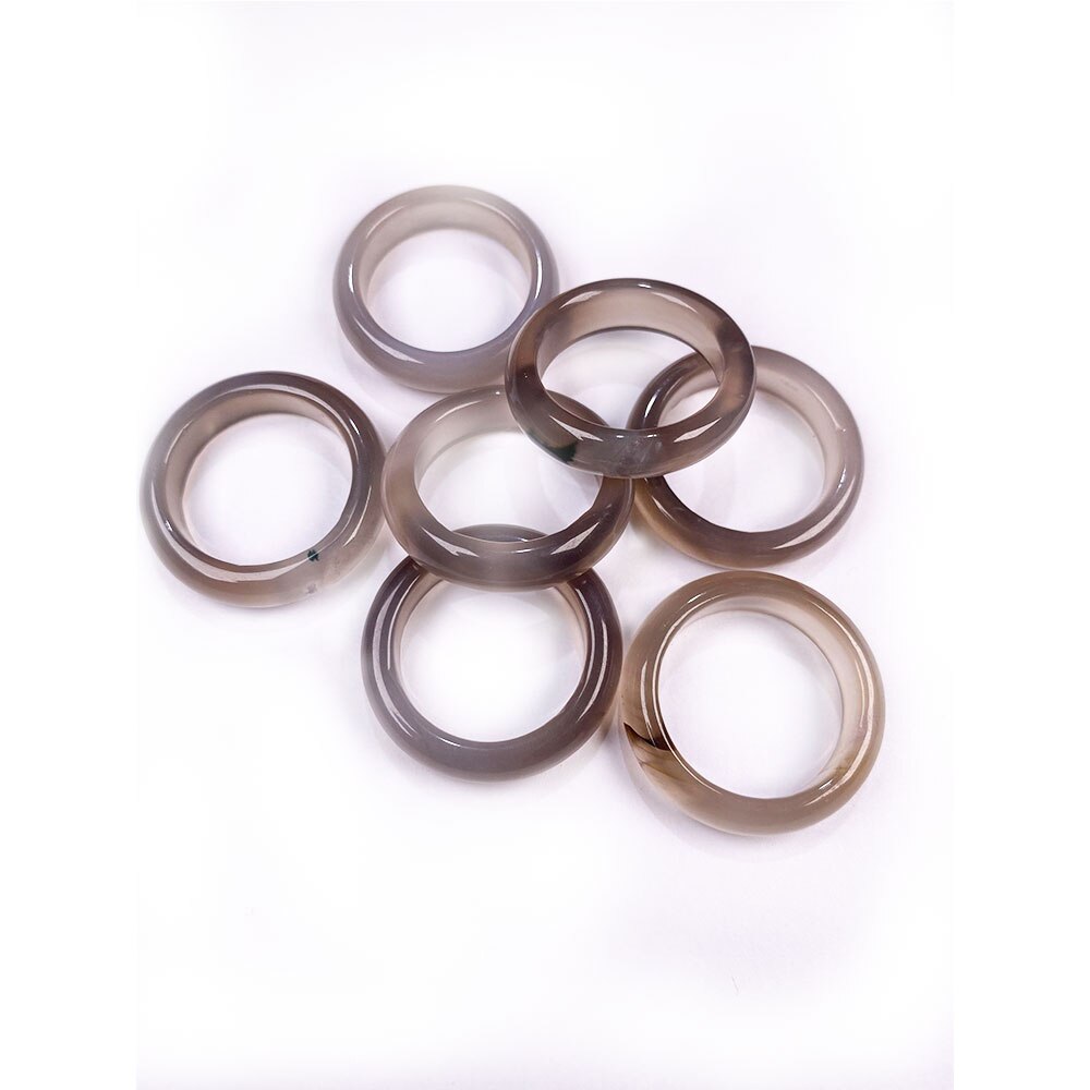 Natürliche stein ringe charme schmuck eine vielfalt von steinen zwei arten von modelle trendy für frauen oder freundin 6mm: 20 / grey agate 6mm