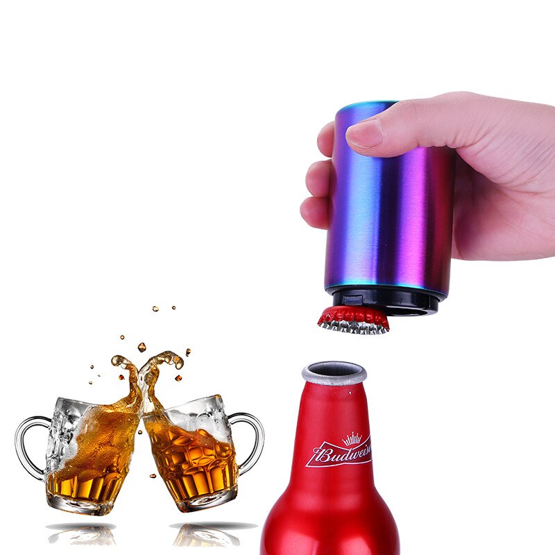 Stainless Steel Bottle Opener Automatic Beer Soda Cap Wine Drinking Bottle Opener Set Kitchen Accessories Kitchen Tools
