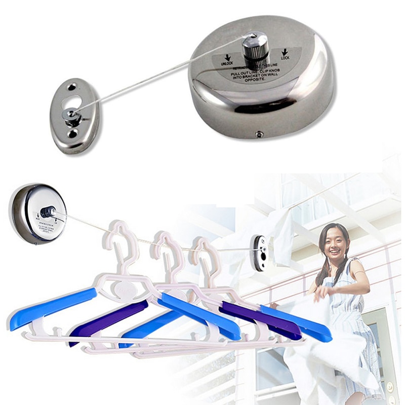 Retractable single drying rack hotel bathroom laundry clothes line invisible clothes rack Rusty steel retractable clothes line
