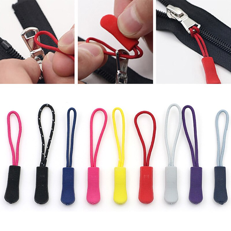 10 pièces couleur fermeture à glissière sac à dos accessoires sac à dos fin ajustement corde étiquette Fixer Zip cordon onglet accessoires fermeture éclair extracteur bricolage fermeture à glissière tête