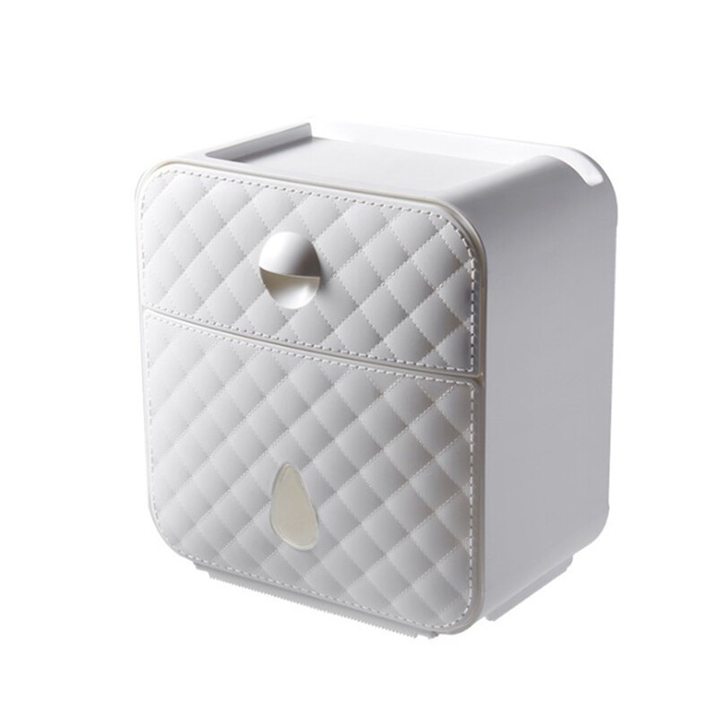 Vandtæt multifunktionel toiletpapirholder vægmonteret toiletpapirkasse toiletpapirholder toiletpapir opbevaringsboks: Hvid