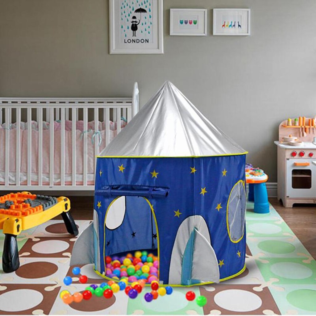 Kids Indoor Up Raket Kasteel Speel Tent Bal Pit Playhouse Accs Donkerblauw